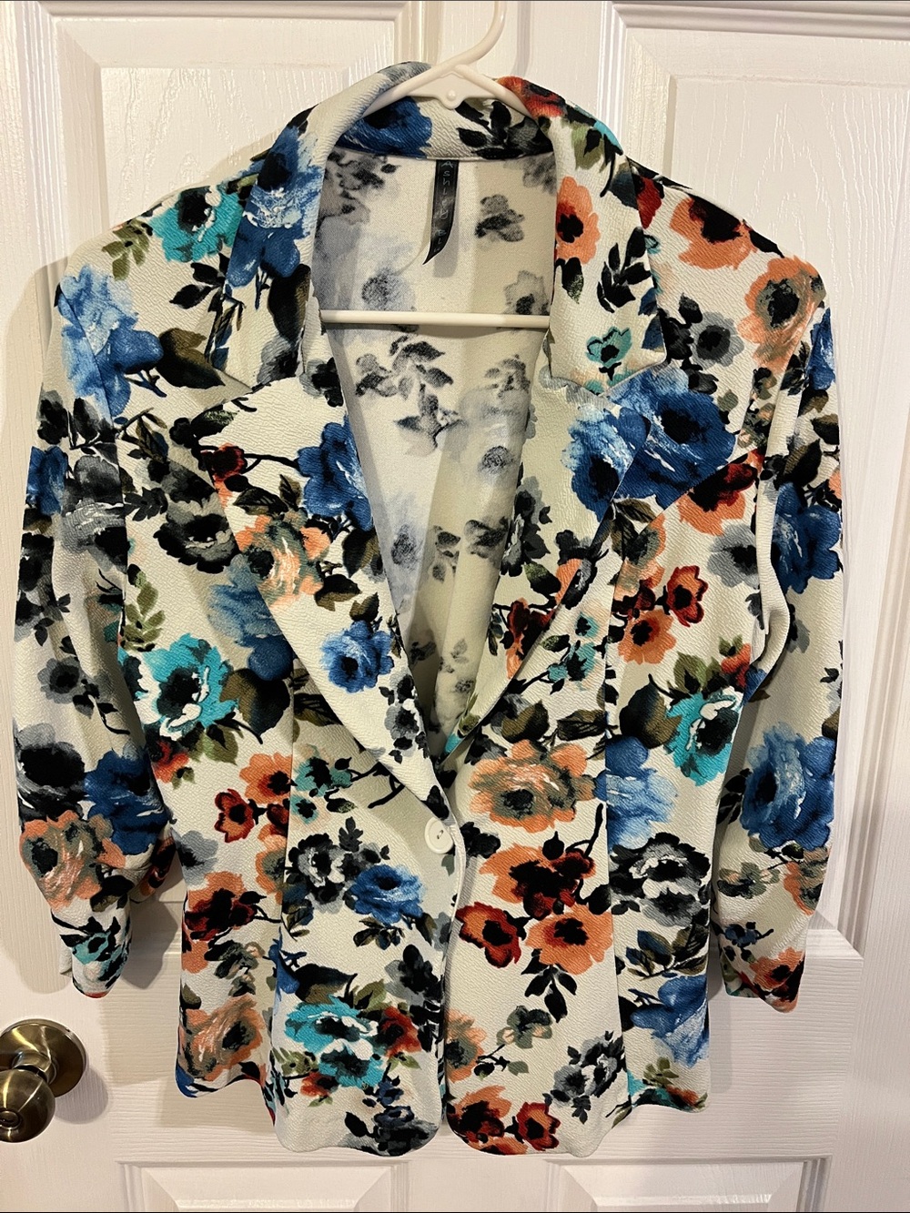 Floral Open-Front Blazer Jacket in Multi-Color
